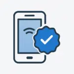 Sello de aprobación sobre móvil reflejando que la fiabilidad de las OMV está verificada