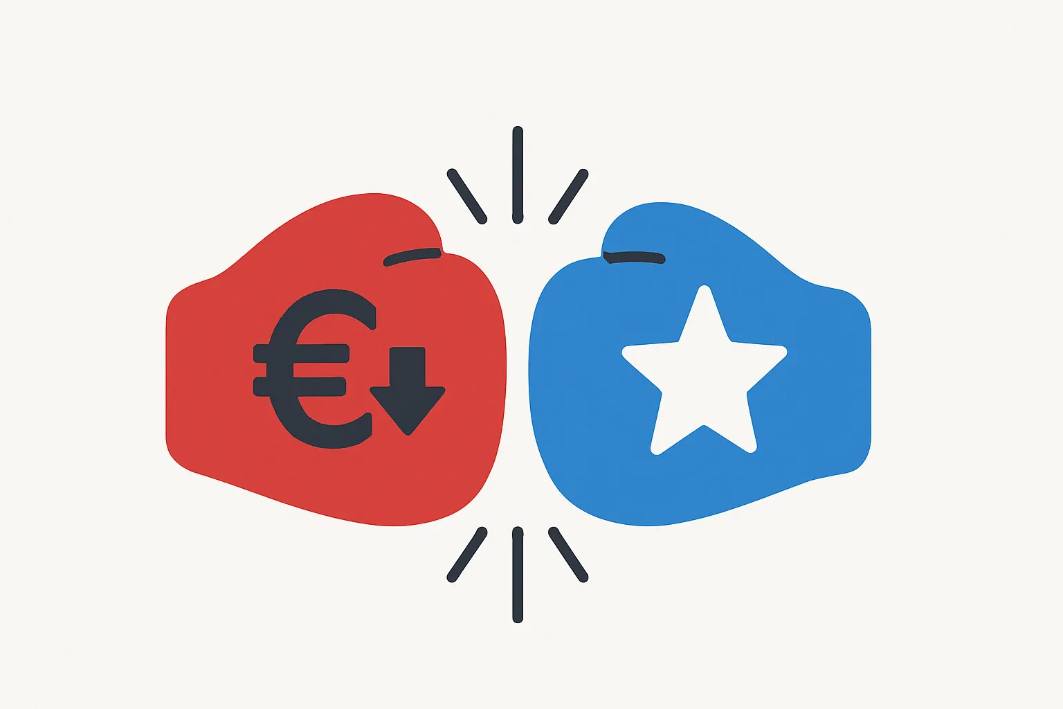 Guantes de boxeo que representan el enfrentamiento precio vs calidad