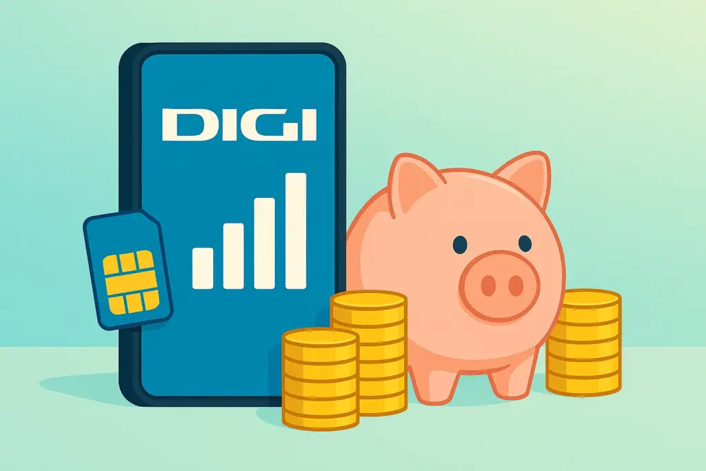 Smartphone Digi, hucha y monedas; ofertas y tarifa más barata de Digi.