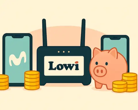 Lowi y dos móviles con monedas; pack fibra y 2 líneas móviles Lowi baratas.