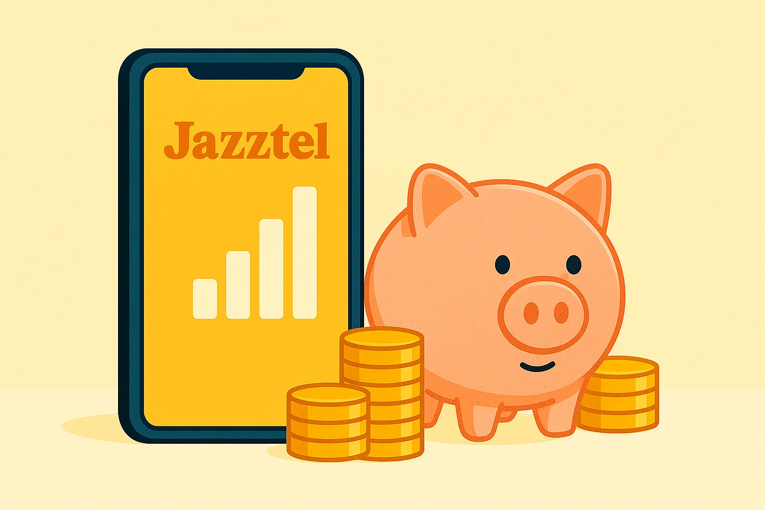 Smartphone Jazztel, hucha y monedas; ofertas y tarifa más barata de Jazztel.