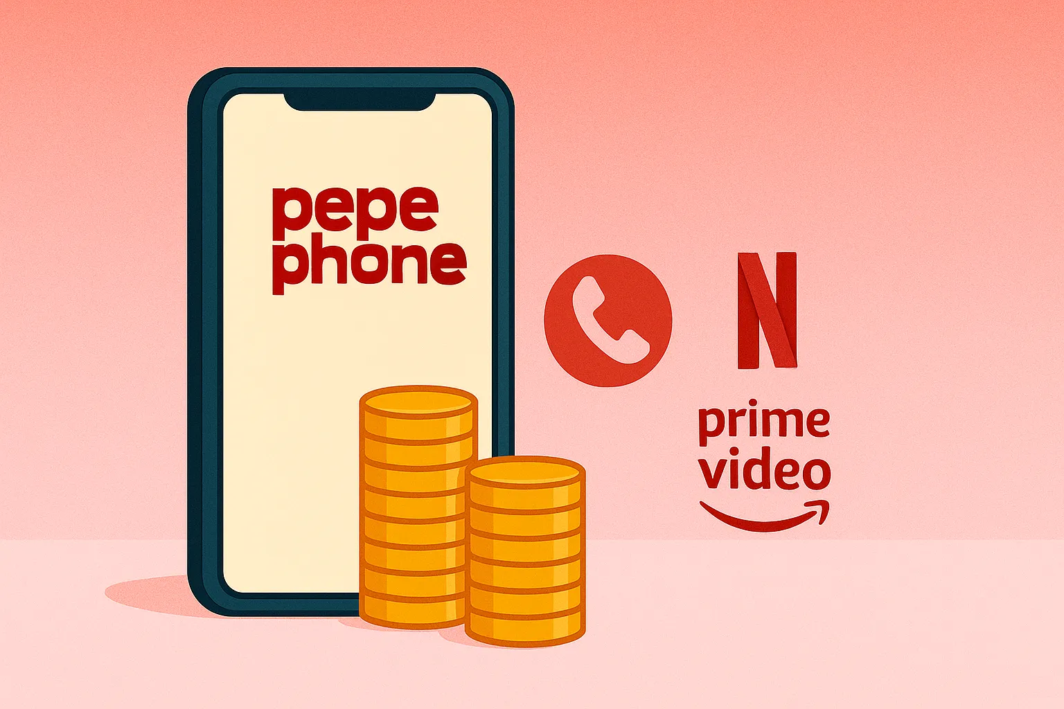 Smartphone Pepephone con monedas y extras; ofertas Pepephone y su tarifa más barata.