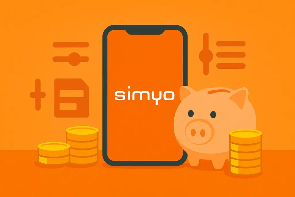Smartphone Simyo con iconos de personalización; ofertas y tarifas baratas de Simyo.