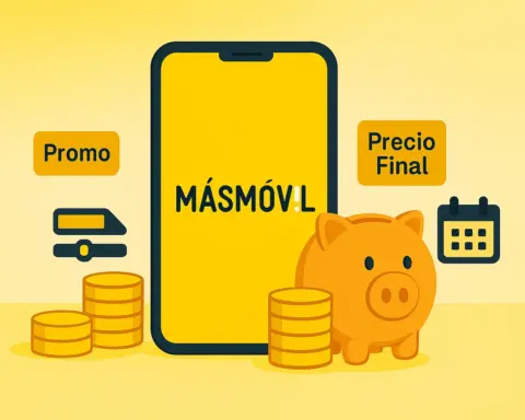 Móvil MásMóvil con monedas promo y precio final; ofertas MásMóvil y su coste real.
