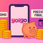 Móvil Yoigo con monedas promo y precio final; ofertas Yoigo y su coste real.