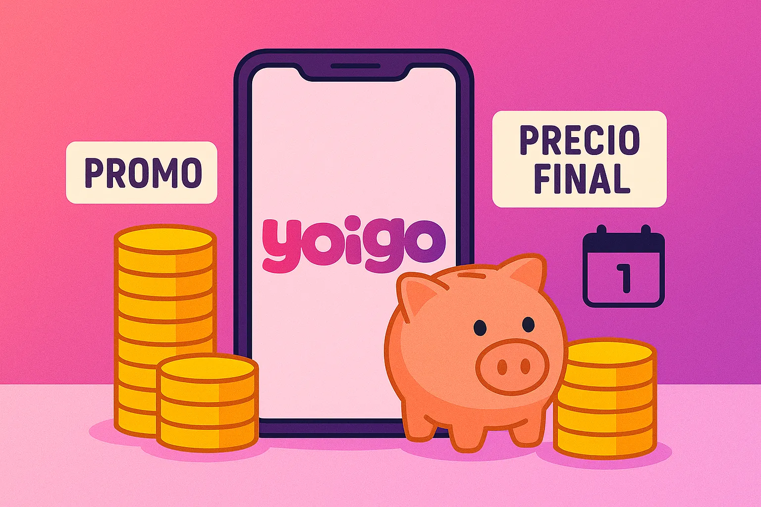 Móvil Yoigo con monedas promo y precio final; ofertas Yoigo y su coste real.