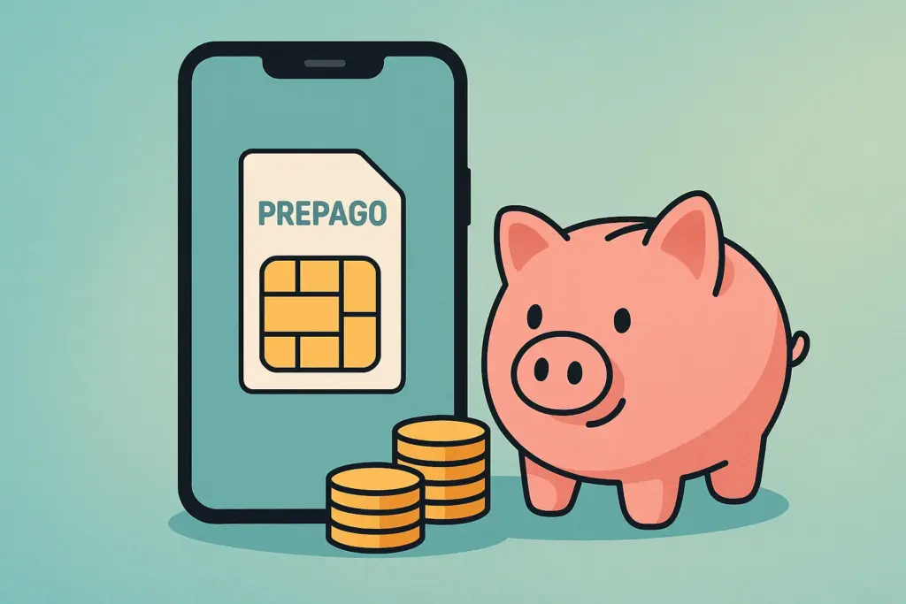 Móvil con SIM prepago y hucha; tarifas prepago low cost para controlar el gasto.