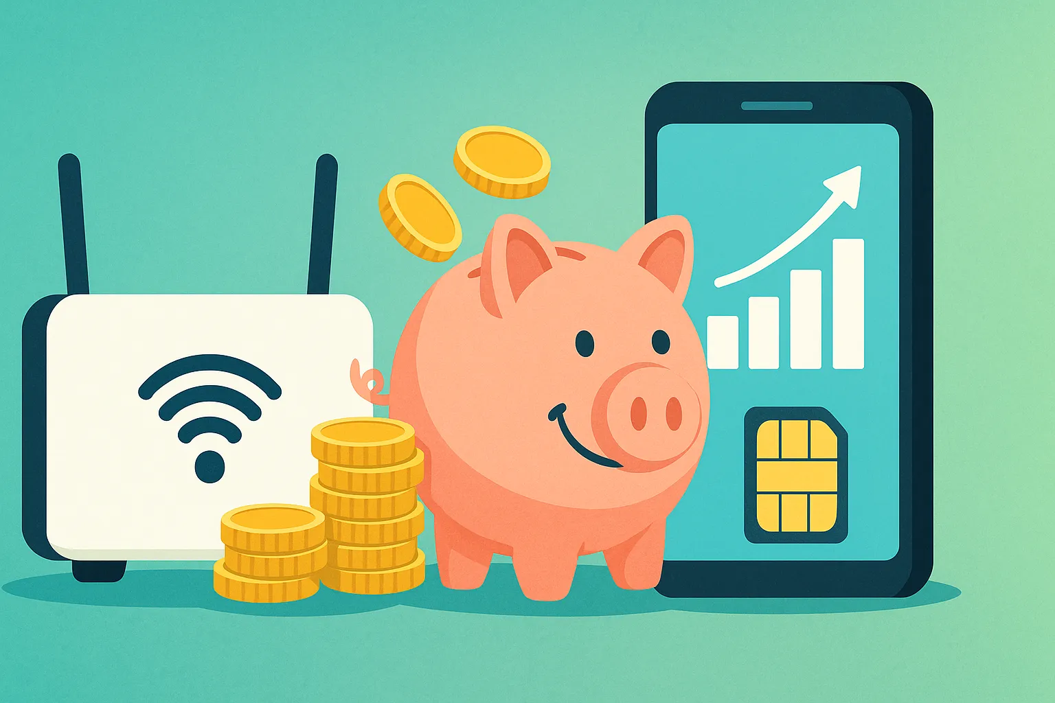 Router, móvil y hucha rebosante; ofertas de fibra y móvil más baratas del mercado.