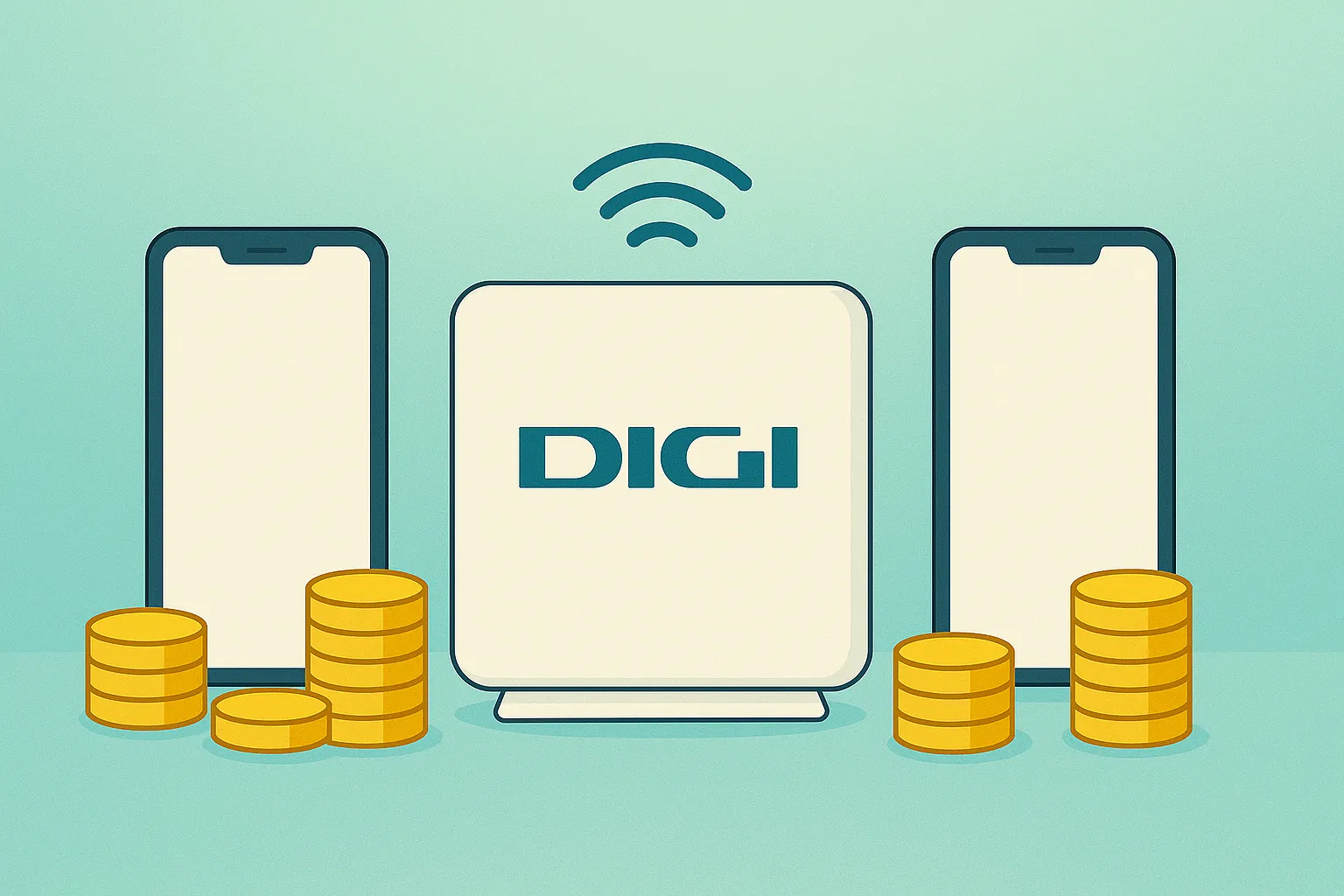 Router Digi y dos móviles con monedas; pack fibra y 2 líneas móviles Digi baratas.
