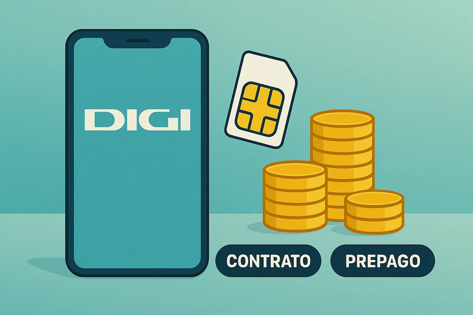 Smartphone Digi, SIM y monedas; tarifas móviles baratas Digi contrato y prepago.